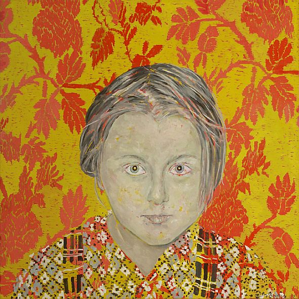 Portrett med tapet/ Portrait with wallpaper.